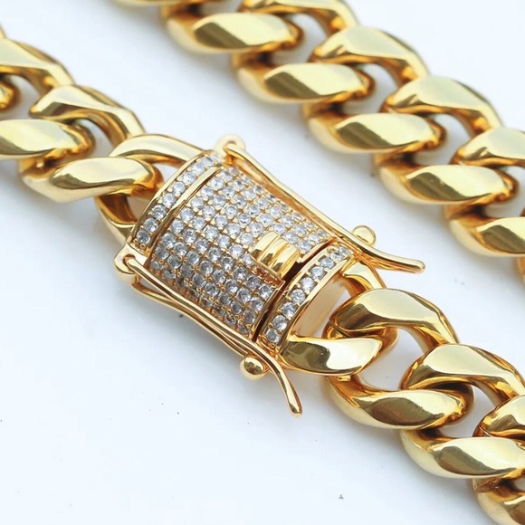 Men CZ Diamond Ice Out Medusa 14K Gold Plated  Big Iced Chain+Pendant 14m 22Inch - Picture 5 of 10